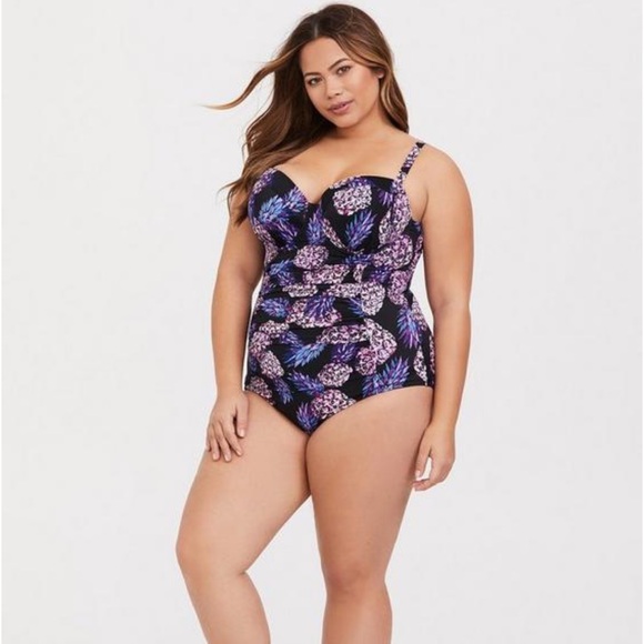 Torrid Pineapple Push-Up Demi Slim Fix Swimsuit Size 1x NWT - Picture 2 of 9